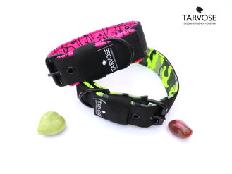 Black neon pink obojek Tarvose - černá, 4 cm, krk 46-53, d.60, SKLADEM (neon růžová softshell))
