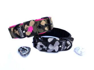 Army girl obojek Tarvose - maskáč, 4cm, krk 46 - 53, d. 60, SKLADEM (podšitý růžový softshellem)
