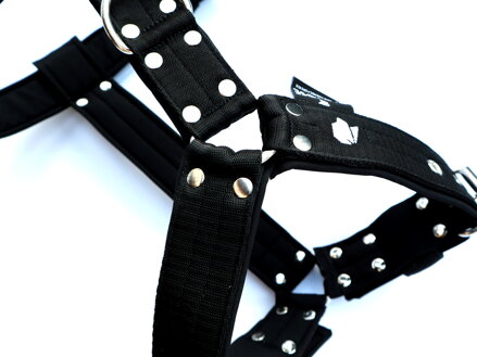 Black Tarvose postroj 4 cm šíře - černé, nerez, obvod hrudníku do 70 cm, SKLADEM