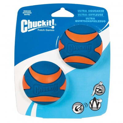 Míček Ultra Squeaker Ball Med. 6,5 cm - 2 na kartě